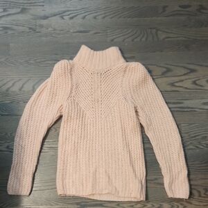Express Pink Cowl Neck Sweater with Cable Knit